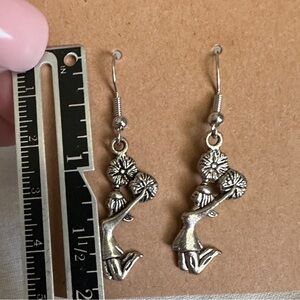 Cheerleader Dangle Pierced Earrings Silver Tone New in package Gift